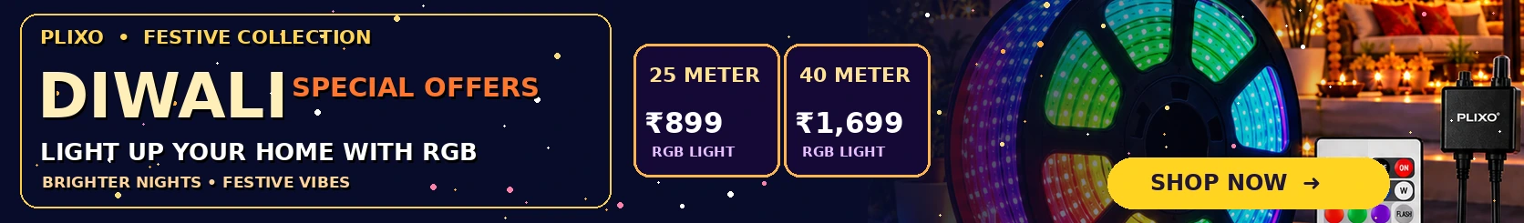 PLIXO Diwali special offers: 25 meter RGB lights ₹899, 40 meter RGB lights ₹1699