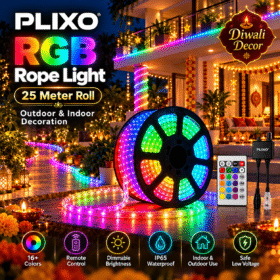 25 Meter RGB LED Rope Light with Remote Control | 16+ Colours, Adjustable Brightness, Multicolour Decorative Lighting for Diwali, Home, Balcony & Outdoor Décor