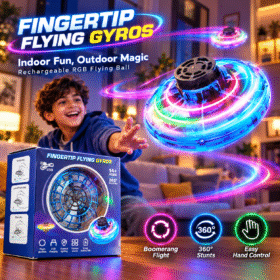 PLIXO Fingertip Flying Gyros – 360° Rotating RGB LED Flying Spinner Toy | USB Rechargeable Flying Disc for Kids 14+ & Adults