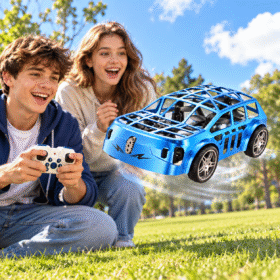 AIR FALCON 2-in-1 Flying Car Drone | Remote Control RC Air Racer with LED Lights, One-Click Takeoff & Landing | Ages 14+