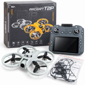 T2IP Camera Drone with LCD Screen Remote Controller | 360° Flip, Optical Flow Stabilization, 4-Axis Quadcopter | Ages 14+