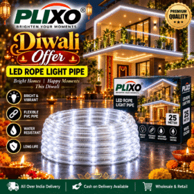 PLIXO 25 Meter LED Rope Light Pipe | Premium Bright White Decorative Lighting for Diwali, Home, Balcony, Building & Outdoor Decoration