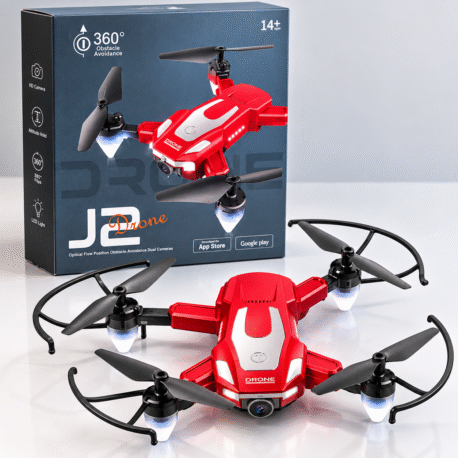 J2 Camera Drone with 360° Obstacle Avoidance, Optical Flow Stabilization & Dual Camera | Remote Control Quadcopter | Ages 14+