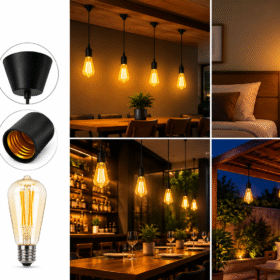 Premium LED Hanging Pendant Light Combo – Bulb + Holder | Stylish Home & Café Décor